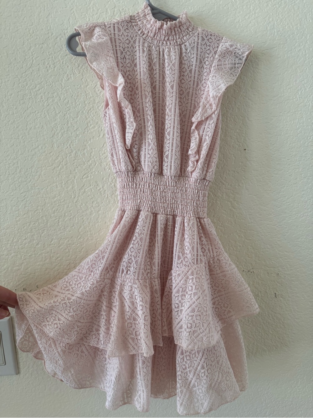 Aqua Blush Lace Ruffle Dress
